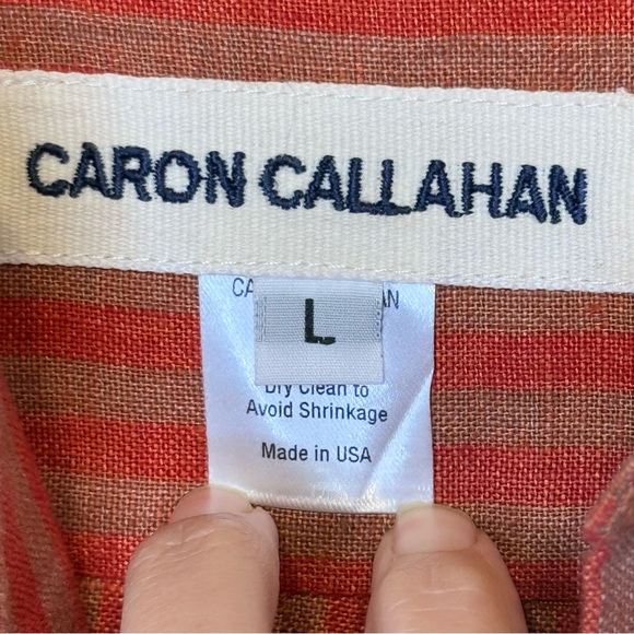 Caron Callahan | Striped Linen Henley Relaxed Midi Shirt Dress - Picture 15 of 16